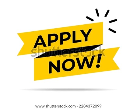 Apply Now Banner Sign. Apply Now Speech Bubble Label. Apply Now Ribbon. Vector Illustration