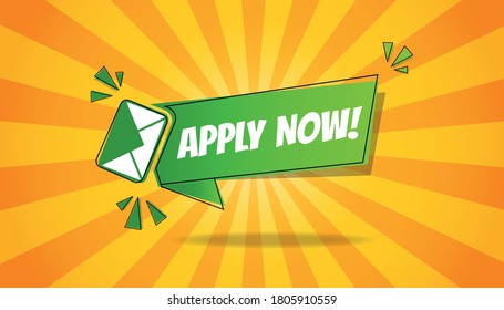 Apply Now Business Concept Background - Green And Yellow Vector Illustration