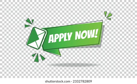 Apply Now Business Concept - Green Vector Illustration Isolated On Transparent Background
