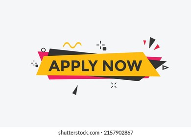 Apply now button. Apply now template for website. Apply now icon flat style