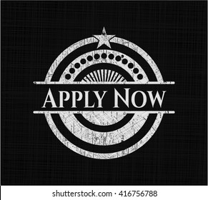 Apply Now chalk emblem, retro style, chalk or chalkboard texture