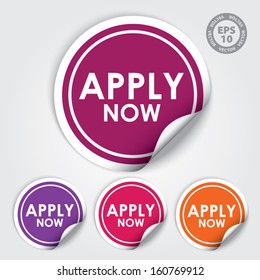 Apply Now Circle Sticker and Tag - Vector