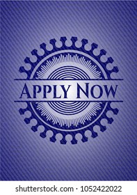 Apply Now emblem with denim high quality background