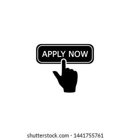 Apply now icon in flat style. Finger cursor vector on white isolated background. Click button business concept