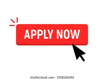 Apply now job submit button icon. Vector apply now click cursor