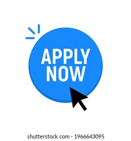 Apply now job submit button icon. Vector apply now click cursor