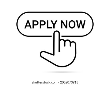 Apply Now Job Submit Button Line Icon. Vector Apply Now Click Cursor