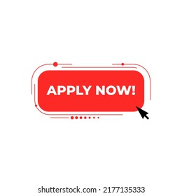 Apply Now Job Submit Button Icon. Apply Now Click Cursor Red Button