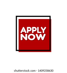 apply now label.red label,sticker,sign. white text and red label