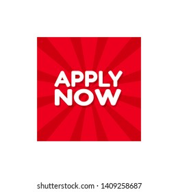 apply now label.red label,sticker,sign. white text and red label