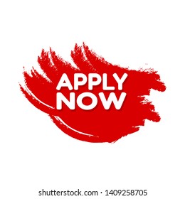 apply now label.red label,sticker,sign. white text and red label