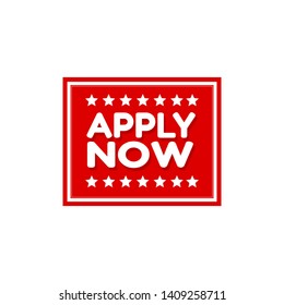 apply now label.red label,sticker,sign. white text and red label