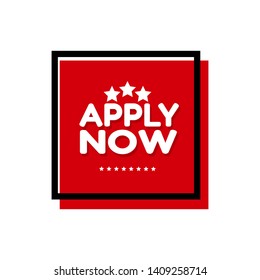 apply now label.red label,sticker,sign. white text and red label