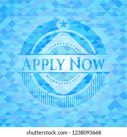 Apply Now light blue emblem. Mosaic background