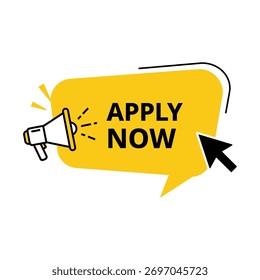 Apply Now Message Banner Vector. Megaphone Click Marketing Button Vector