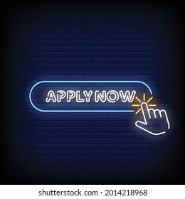 Apply Now Neon Signboard On Brick Wall