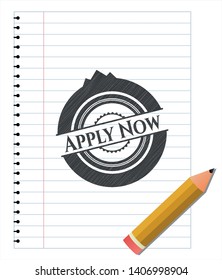 Apply Now pencil emblem. Vector Illustration. Detailed.