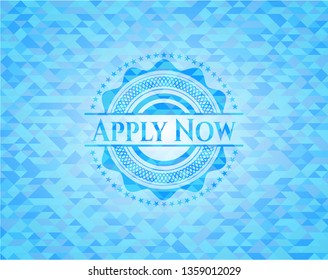 Apply Now realistic light blue mosaic emblem