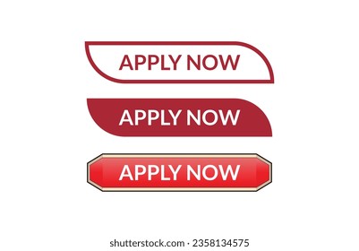 Apply now red ribbon label banner set. Open available now sign or Apply now tag.