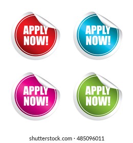 Apply now sticker, button, label and sign set - vector