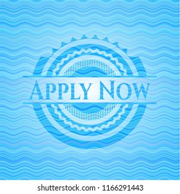 Apply Now water representation emblem.