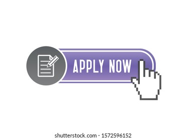 Apply Now web button with hand cursor icon template - Vector illustration