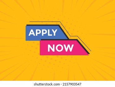 Apply now web button template. Apply now icon label colorful
