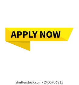 Apply Now In Yellow Rectangle Ribbon Shape For Advertising Business Marketing Information Social Media
