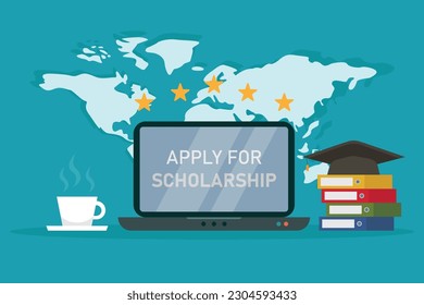 Apply online for scholarships 2d vector illustration concept for banner, website, illustration, landing page, flyer, etc.