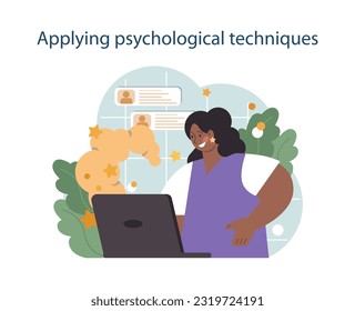 Aplicar técnicas psicológicas para llevar a cabo negociaciones difíciles. Personajes de negocios con opiniones opuestas que vienen con decisión mutua. Llegar a un acuerdo sobre una reunión. Ilustración vectorial plana