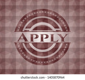 Apply red badge with geometric background. Seamless.