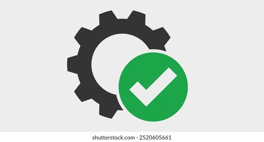Apply Settings Gear vector icon. A flat illustration design of Apply Settings Gear icon on a white background.