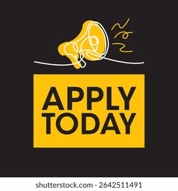 Apply today sign, label clip art flat design.