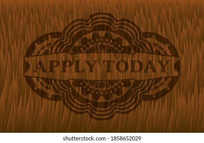 Apply Today text inside Fur realistic emblem. Animal luxurious background. Vector illustration. 