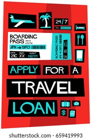 Apply for a Travel Loan Poster In Flat Style Retro Design