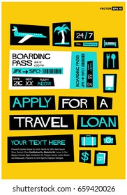 Apply for a Travel Loan Poster In Flat Style Retro Design With Text Box Template