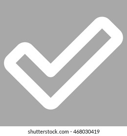 Apply vector icon. Style is stroke flat icon symbol, white color, silver background.