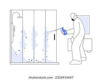 Applying biocide abstract concept vector illustration. Person in protective suit removing mold using biocide, private house maintenance service, remediation in construction abstract metaphor. svg