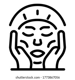 Applying cream on face icon. Outline applying cream on face vector icon for web design isolated on white background