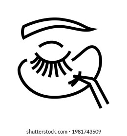 applying eyelashes line icon vector. applying eyelashes sign. isolated contour symbol black illustration