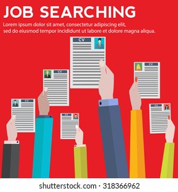 Applying for job, giving CV, job competition vector concept