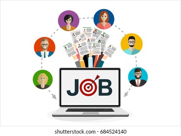 Applying for job, giving CV, job competition vector concept. Flat design vector illustration concepts. Concepts web banner and printed materials.