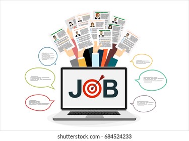 Applying for job, giving CV, job competition vector concept. Flat design vector illustration concepts. Concepts web banner and printed materials.