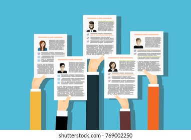Applying for job, giving CV, job competition vector concept