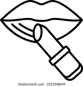 Applying Lipstick on Lips concept, Makeup Artist Studio Logo vector line icon design, beauty and personal care symbol, cosmetic dermatology sign, body aesthetics stock illustration