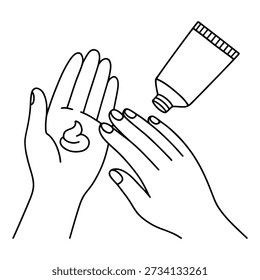Applying nail polish on a person's nails with a bottle line art coloring page