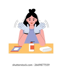 Applying Serum With Dropper Flat Illustration. EPS 10 file 