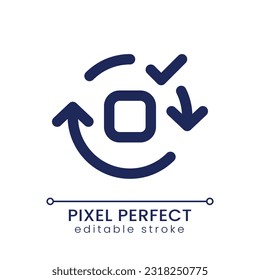 Applying spin motion effect pixel perfect linear ui icon. Added video transition. Film editing tool. GUI, UX design. Outline isolated user interface element for app and web. Editable stroke