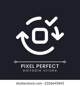 Applying spin motion effect pixel perfect white linear ui icon for dark theme. Added video transition. Vector line pictogram. Isolated user interface symbol for night mode. Editable stroke