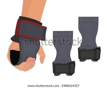 Applying weight lifting straps on hands.